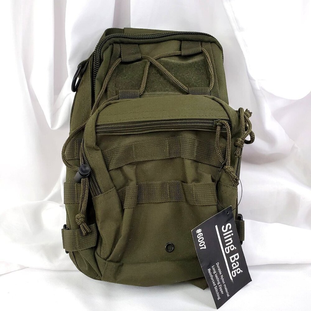 Tactical Olive Green Sling Bag With Concealment Pocket Adjustable Strap NEW